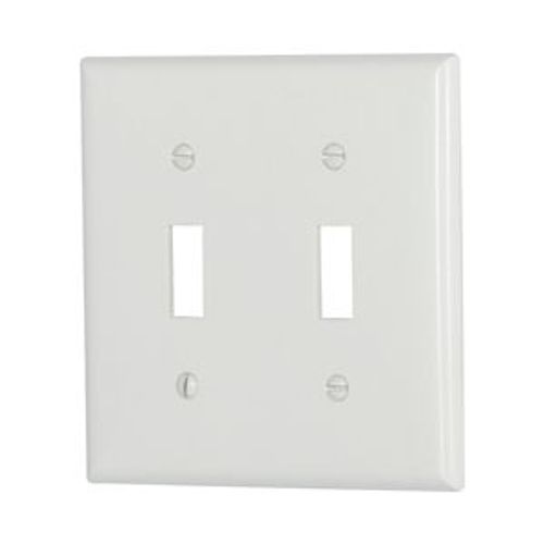 Main product image of Toggle Wallplate, White, Toggle Cutout, Thermoset, Two- Gang, Standard, 2139W