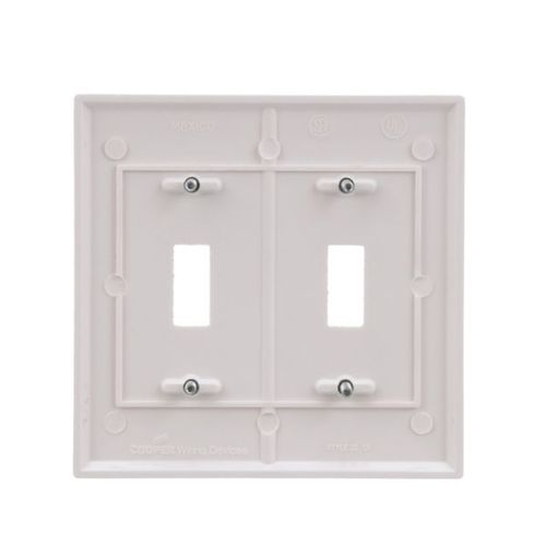 Main product image of Toggle Wallplate, White, Toggle Cutout, Thermoset, Two- Gang, Standard, 2139W