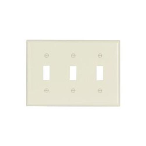 Main product image of Toggle Wallplate, Almond, Toggle Cutout, Thermoset, Three- Gang, Standard, Ed Box, 2141A-BOX