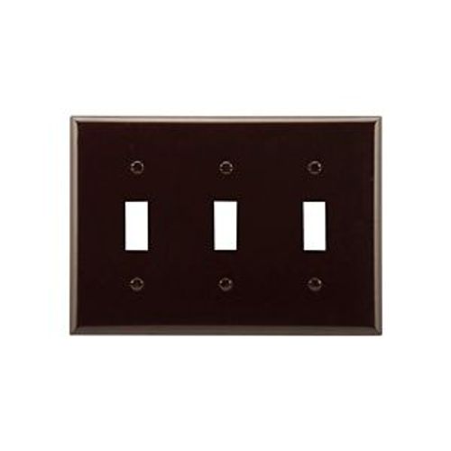 Main product image of Toggle Wallplate, Brown, Toggle Cutout, Thermoset, Three- Gang, Standard, Ed Box, 2141B-BOX