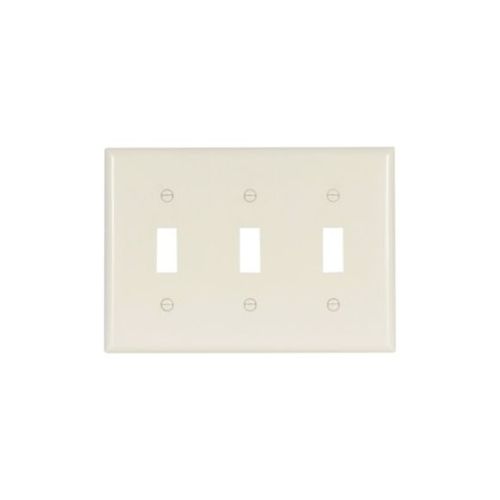 Main product image of Toggle Wallplate, Lt. Almond, Toggle Cutout, Thermoset, Three- Gang, Standard, Ed Box, 2141LA-BOX