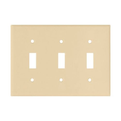 Main product image of Toggle Wallplate, Ivory, Toggle Cutout, Thermoset, Three- Gang, Standard, Ed Box, 2141V-BOX