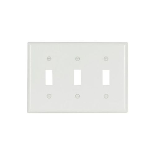 Main product image of Toggle Wallplate, White, Toggle Cutout, Thermoset, Three- Gang, Standard, Ed Box, 2141W-BOX