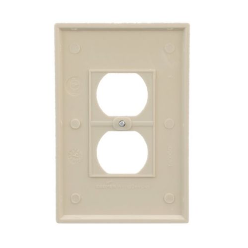 Main product image of Duplex Receptacle Wallplate, Ivory, Duplex Receptacle Cutout, Thermoset, Single-Gang, Oversize, 2142V-BOX