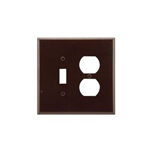 Main product image of Combination Wallplate, Brown, Toggle, Duplex Receptacle Cutout, Thermoset, 2-Gang, Oversize, 2148B-BOX