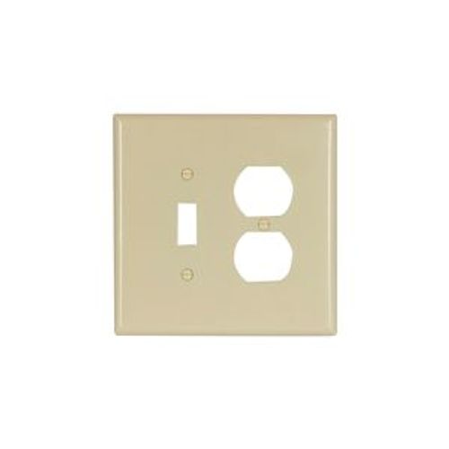 Main product image of Combination Wallplate, Ivory, Toggle, Duplex Receptacle Cutout, Thermoset, 2-Gang, Oversize, 2148V-BOX