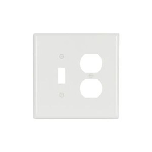 Main product image of Combination Wallplate, White, Toggle, Duplex Receptacle Cutout, Thermoset, 2-Gang, Oversize, 2148W-BOX