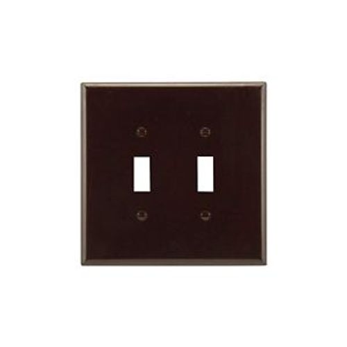 Main product image of Toggle Wallplate, Brown, Toggle Cutout, Thermoset, Two- Gang, Oversize, Ed Box, 2149B-BOX