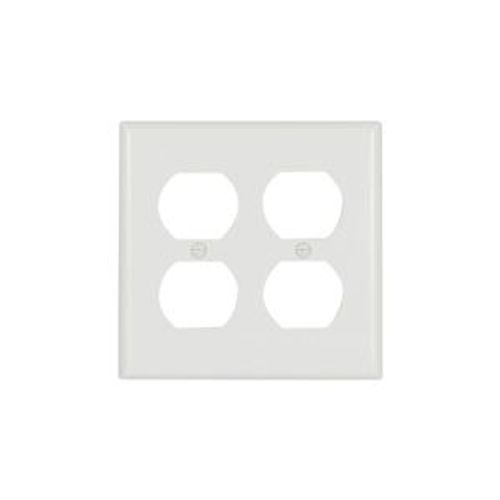 Main product image of Standard Size Duplex Receptacle Wallplate, White, Power Outlet, Thermoset, 2, Standard, 2150W-BOX