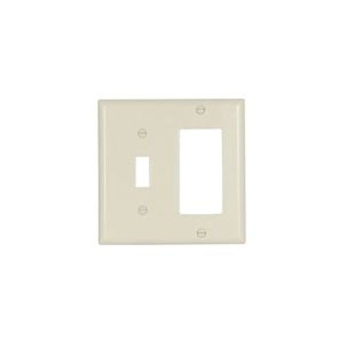 Main product image of Combination Wallplate, Almond, Toggle, Decorator Cutout, Thermoset, 2- Gang, Standard, Ed Box, 2153A-BOX