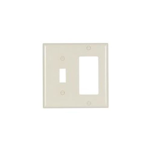 Main product image of Combination Wallplate, Lt. Almond, Toggle, Decorator Cutout, Thermoset, 2- Gang, Standard, 2153LA-BOX