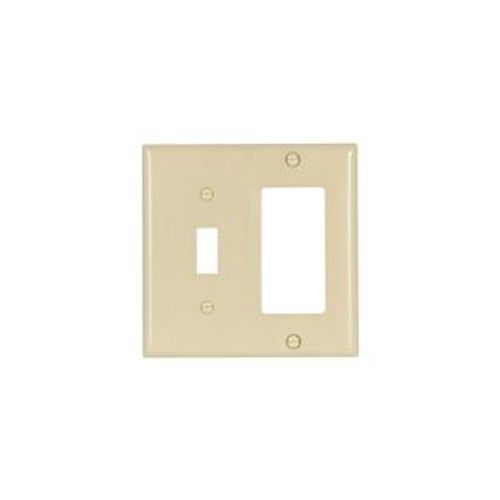 Main product image of Combination Wallplate, Ivory, Toggle, Decorator Cutout, Thermoset, 2- Gang, Standard, Ed Box, 2153V-BOX