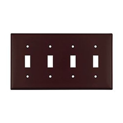 Main product image of Toggle Wallplate, Brown, Toggle Cutout, Thermoset, Four- Gang, Standard, Ed Box, 2154B-BOX