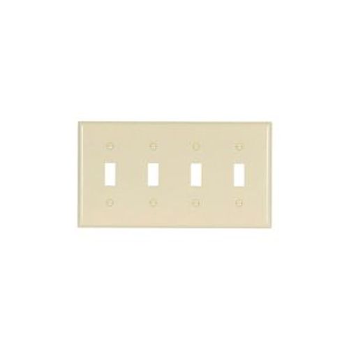 Main product image of Toggle Wallplate, Ivory, Toggle Cutout, Thermoset, Four- Gang, Standard, Ed Box, 2154V-BOX