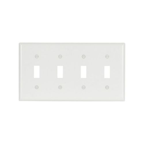 Main product image of Toggle Wallplate, White, Toggle Cutout, Thermoset, Four- Gang, Standard, Ed Box, 2154W-BOX