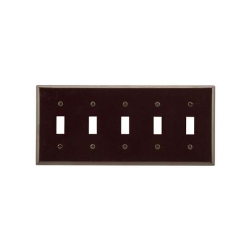 Main product image of Toggle Wallplate, Brown, Toggle Cutout, Thermoset, Five- Gang, Standard, Ed Box, 2155B-BOX