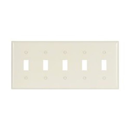 Main product image of Toggle Wallplate, Lt. Almond, Toggle Cutout, Thermoset, Five- Gang, Standard, 2155LA