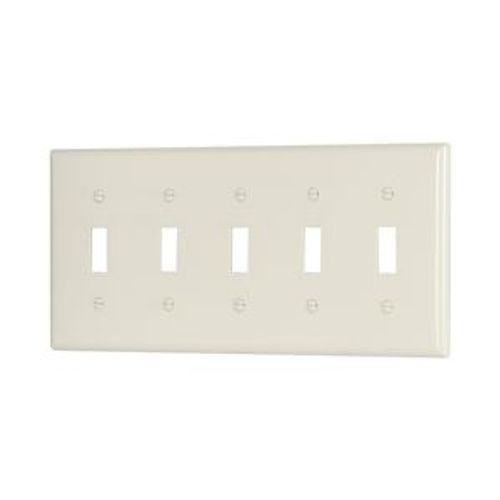 Main product image of Toggle Wallplate, Lt. Almond, Toggle Cutout, Thermoset, Five- Gang, Standard, 2155LA