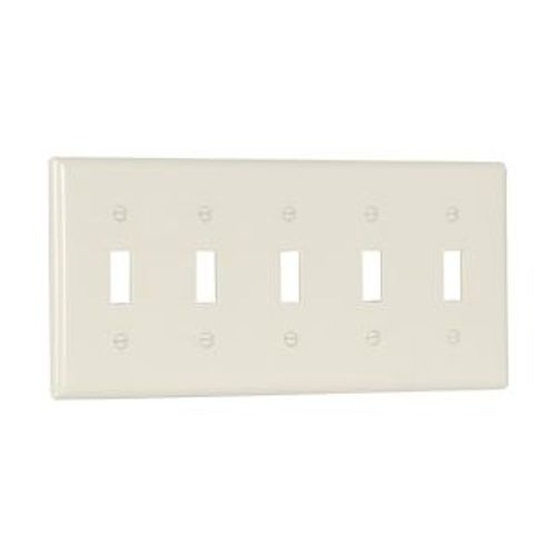 Main product image of Toggle Wallplate, Lt. Almond, Toggle Cutout, Thermoset, Five- Gang, Standard, 2155LA