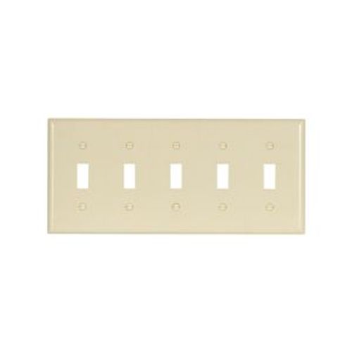 Main product image of Toggle Wallplate, Ivory, Toggle Cutout, Thermoset, Five- Gang, Standard, Ed Box, 2155V-BOX