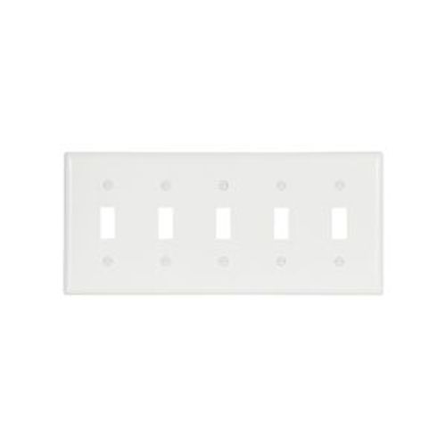 Main product image of Toggle Wallplate, White, Toggle Cutout, Thermoset, Five- Gang, Standard, Ed Box, 2155W-BOX