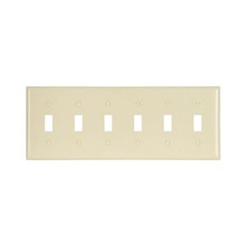 Main product image of Toggle Wallplate, Ivory, Toggle Cutout, Thermoset, 6-Gang, Standard, Ed Box, 2156V-BOX