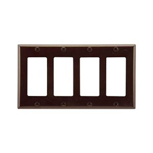 Main product image of Decorator / Gfci Wallplate, Brown, Decorator Cutout, Thermoset, 4- Gang, Standard, Ed Box, 2164B-BOX