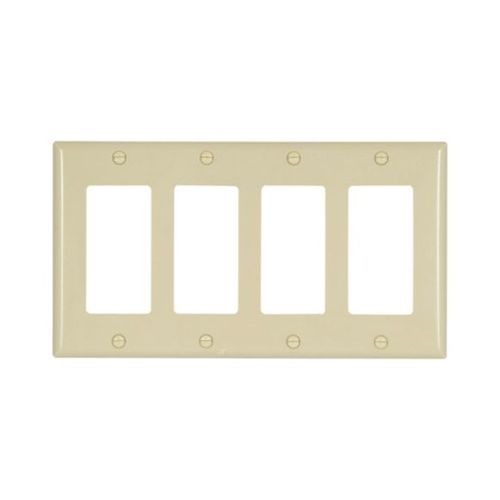 Main product image of Decorator / Gfci Wallplate, Ivory, Decorator Cutout, Thermoset, 4- Gang, Standard, Ed Box, 2164V-BOX
