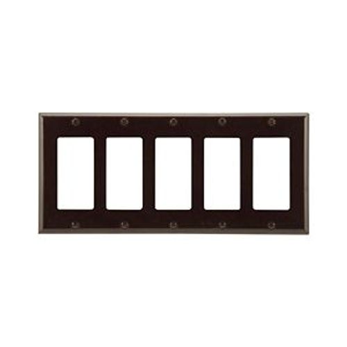 Main product image of Decorator / Gfci Wallplate, Brown, Decorator Cutout, Thermoset, Five- Gang, Standard, Ed Box, 2165B-BOX