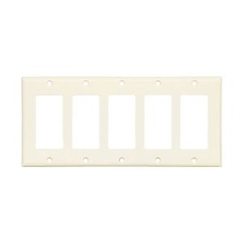 Main product image of Decorator / Gfci Wallplate, Lt. Almond, Decorator Cutout, Thermoset, Five- Gang, Standard, 2165LA-BOX