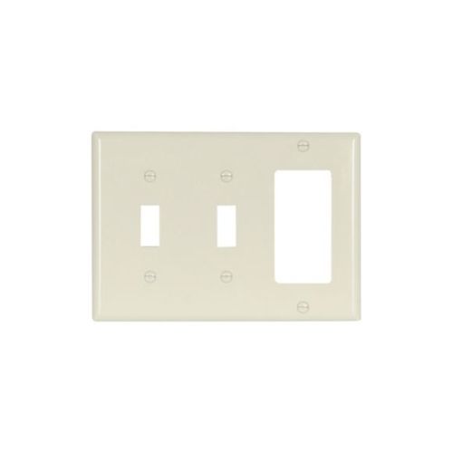 Main product image of Combination Wallplate, Almond, Toggle, Toggle, Decorator Cutout, Thermoset, 3- Gang, Standard, 2173A