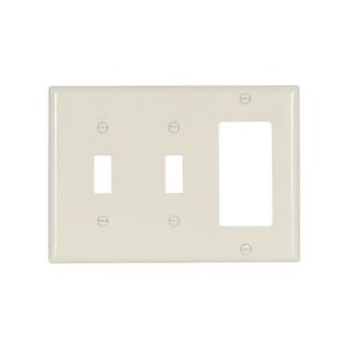 Main product image of Combination Wallplate, Lt. Almond, Toggle, Toggle, Decorator Cutout, Thermoset, 3- Gang, 2173LA