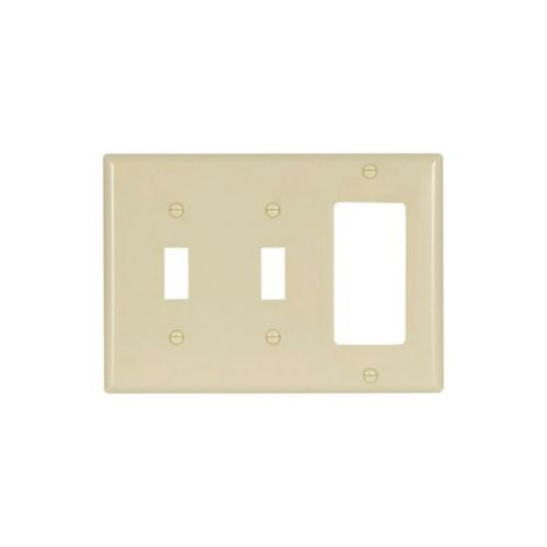 Main product image of Combination Wallplate, Ivory, Toggle, Toggle, Decorator Cutout, Thermoset, 3-Gang, Standard, 2173V-BOX