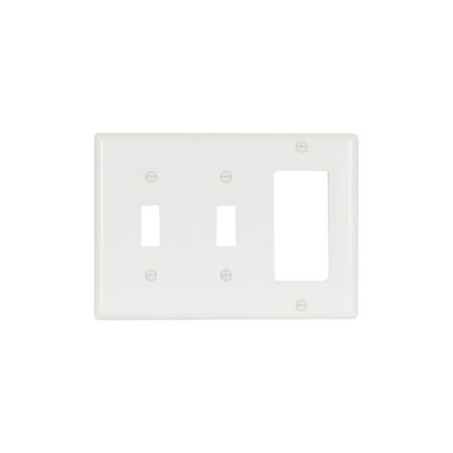 Main product image of Combination Wallplate, White, Toggle, Toggle, Decorator Cutout, Thermoset, 3-Gang, Standard, 2173W-BOX