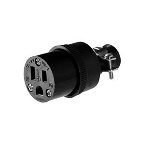 Main product image of Straight Blade Connector, #18-10 Awg 15A, 125V, Black, 5-15P, 2-Pole 3-Wire, Screw Rubber, 222-BOX