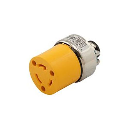 Main product image of Arrow Hart Locking Connector, #12-4 Awg, 20A, 125V, Gray, Dead Front, 2-Pole 3-Wire, Grounding, 2353-BOX