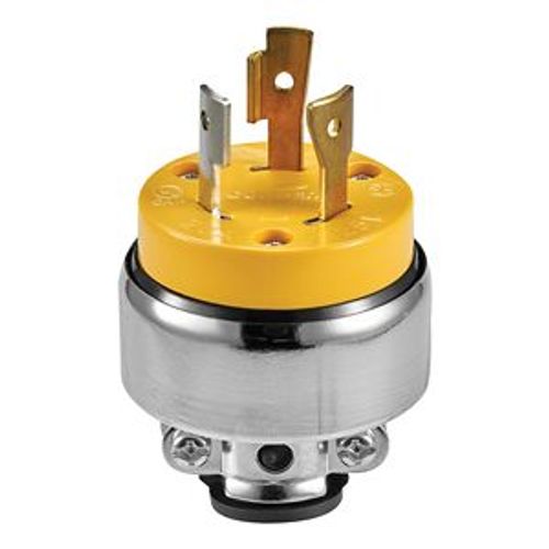 Main product image of Safety Grip Locking Plug, Stand-Alone Box, #14-8 Awg, 20A, 125V, Yellow, L5-20, 2-Pole 3-Wire, 2363-BOX