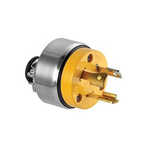 Main product image of Safety Grip Locking Plug, Stand-Alone Box, #14-8 Awg, 20A, 125V, Yellow, L5-20, 2-Pole 3-Wire, 2363-BOX