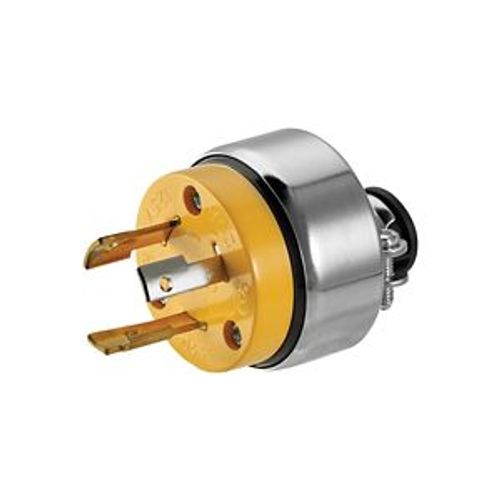 Main product image of Safety Grip Locking Plug, Stand-Alone Box, #14-8 Awg, 20A, 125V, Yellow, L5-20, 2-Pole 3-Wire, 2363-BOX