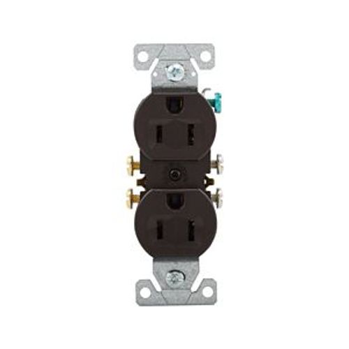 Main product image of Residential Duplex Receptacle, #14-10 Awg 15A 125V, SideAnd Push, Brown, Impact-Resistant Duplex, 270B