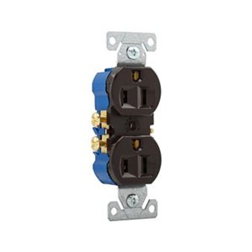Main product image of Residential Duplex Receptacle, #14-10 Awg 15A 125V, SideAnd Push, Brown, Impact-Resistant Duplex, 270B