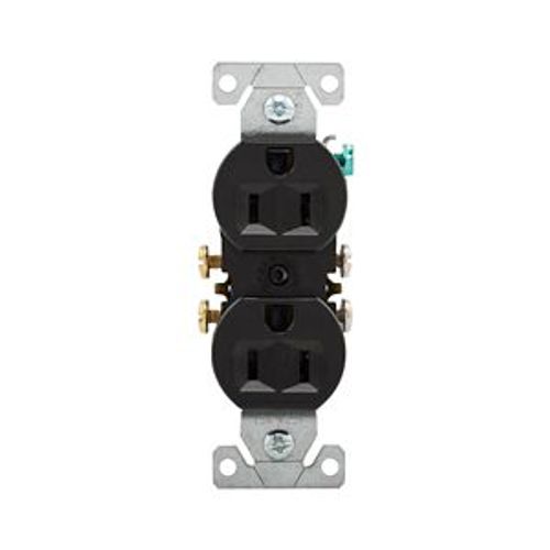 Main product image of Residential Duplex Receptacle, #14-10 Awg 15A 125V, SideAnd Push, Black, Impact-Resistant Duplex, 270BLK