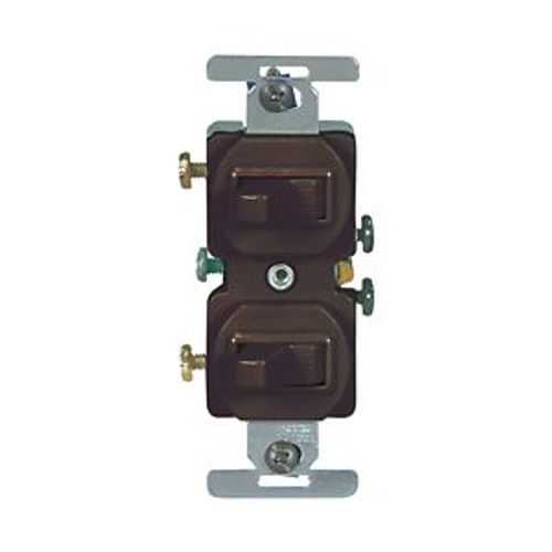 Main product image of Commercial Combo Switch, Stand, #14-#12 Awg 15A, 120/277V, Brown, (2) 1-Pole, Duplex, 271B-BOX