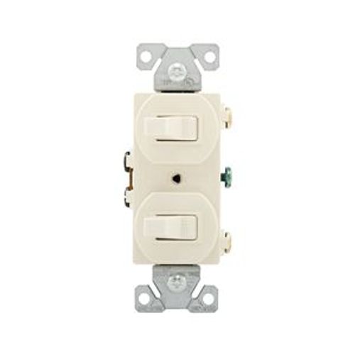 Main product image of Commercial Combo Switch, Stand, #14-#12 Awg 15A, 120/277V, Lt Almd, (2) 1-Pole, Duplex, 271LA