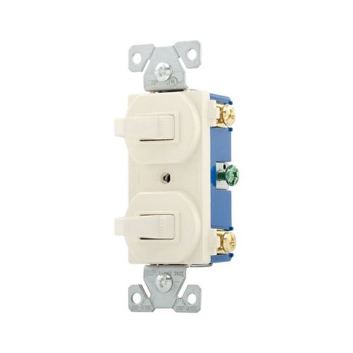 Main product image of Commercial Combo Switch, Stand, #14-#12 Awg 15A, 120/277V, Lt Almd, (2) 1-Pole, Duplex, 271LA