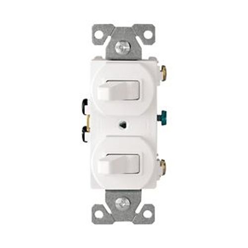 Main product image of Commercial Combo Switch, Stand, #14-#12 Awg 15A, 120/277V, Wht, (2) 1-Pole, Duplex, 271W-BOX