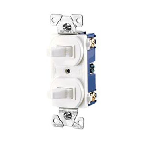 Main product image of Commercial Combo Switch, Stand, #14-#12 Awg 15A, 120/277V, Wht, (2) 1-Pole, Duplex, 271W-BOX