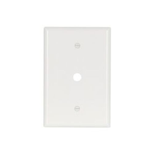 Main product image of Telephone And Coaxial Wallplate, White, 0.37" Hole Cutout, Thermoset, Single-Gang, Oversize, 2728W-BOX