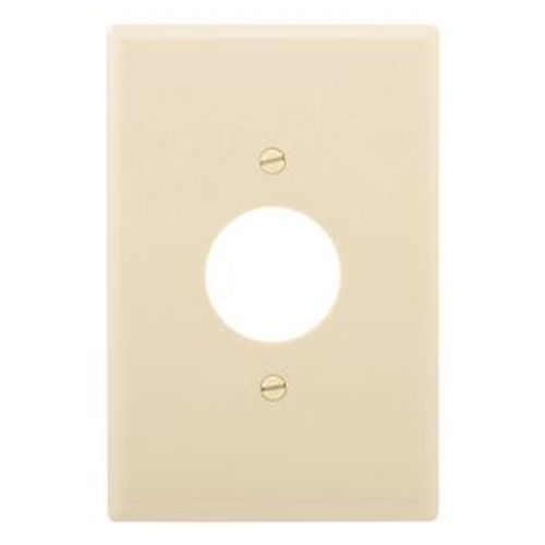 Main product image of Single Receptacle Wallplate, Ivory, 1.40" Hole Cutout, Thermoset, Single-Gang, Oversize, 2731V-BOX