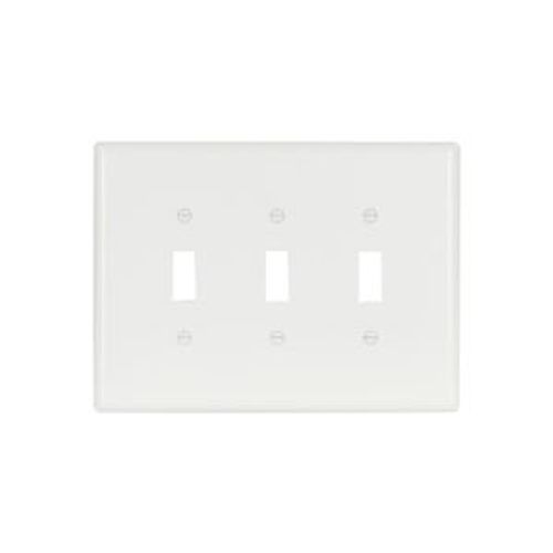 Main product image of Toggle Wallplate, White, Toggle Cutout, Thermoset, Three- Gang, Oversize, Ed Box, 2741W-BOX